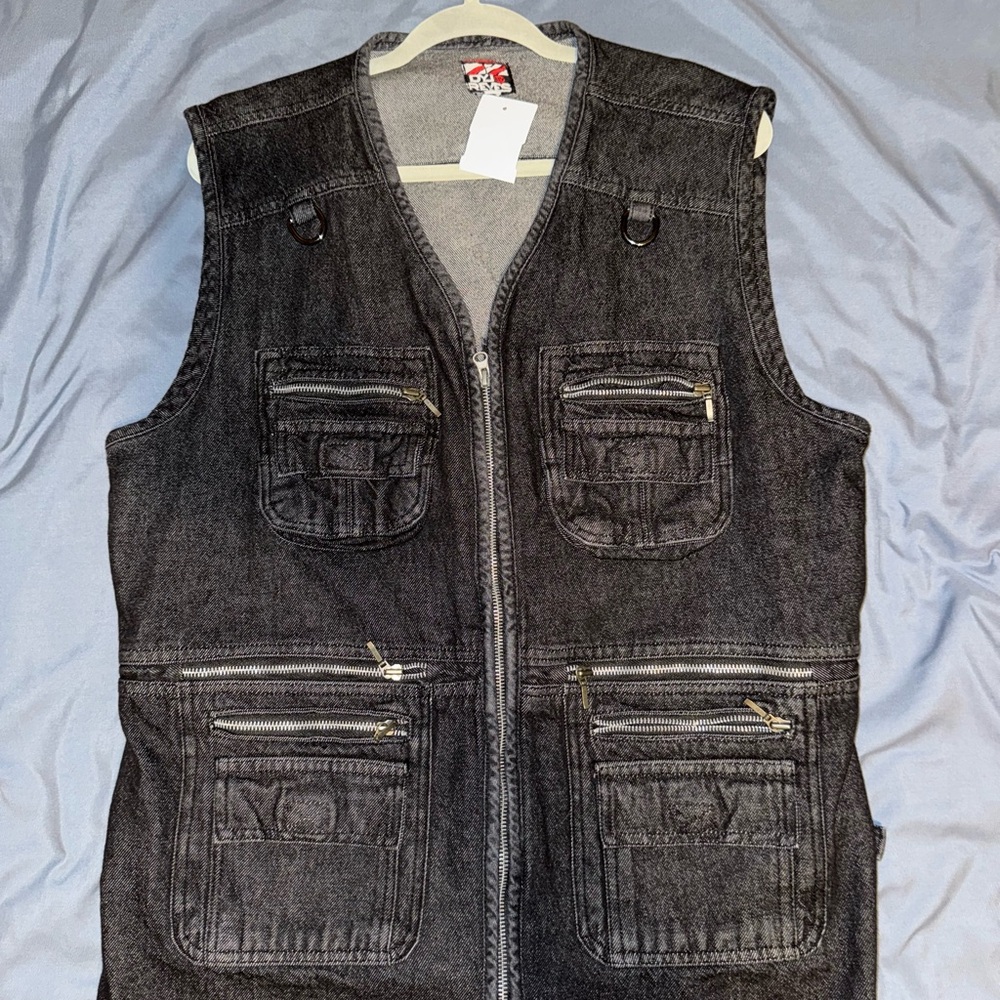 Men's Black Denim Biker Vest